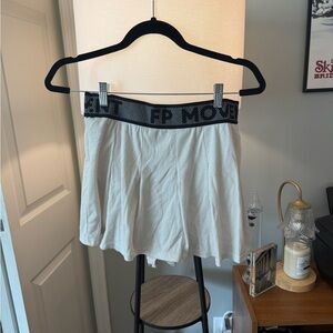 Free People White Athletic Skirt with Black Waistband